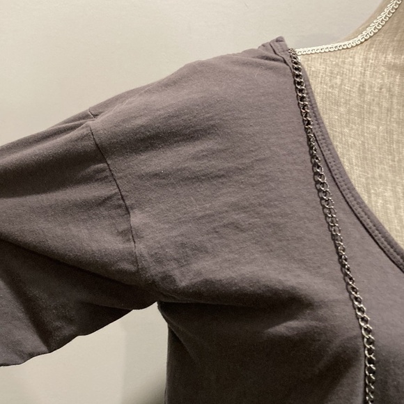 OneTeaspoon Long Sleeve Chain Top Asymmetrical Hem Size 10 Grey Rare - Picture 7 of 16